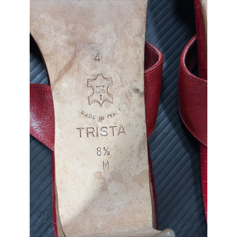 Brighton Trista Heeled Sandals 8.5 M Red Croc Slip In 2.5” Heel - Picture 11 of 11